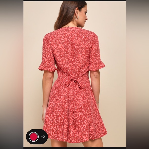 LULUS Castana Rust Red Print Button-Up Dress - Picture 2 of 3